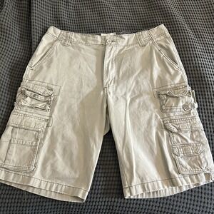 OP Shorts Mens Size 36 Beige Khaki Cargo Chino Canvas 100% Cotton Casual Y2K